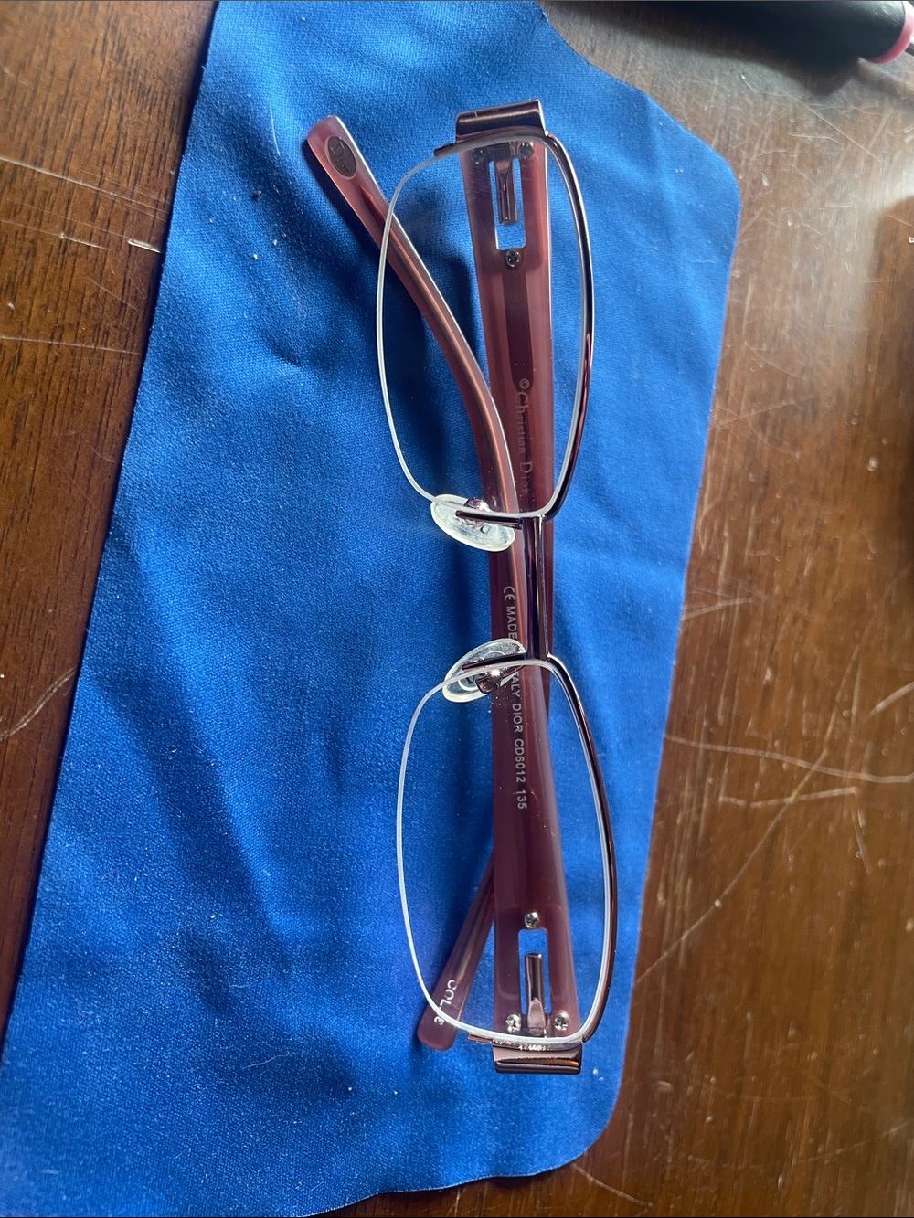 Dior Women’s Rimless Eyeglasses in Burgundy and Silver
